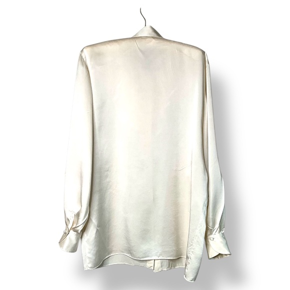 SUSIE HAYWARD Vintage 100% Silk Cream Ruffle Front  Blouse MADE IN CANADA Sz 8 - Picture 3 of 10